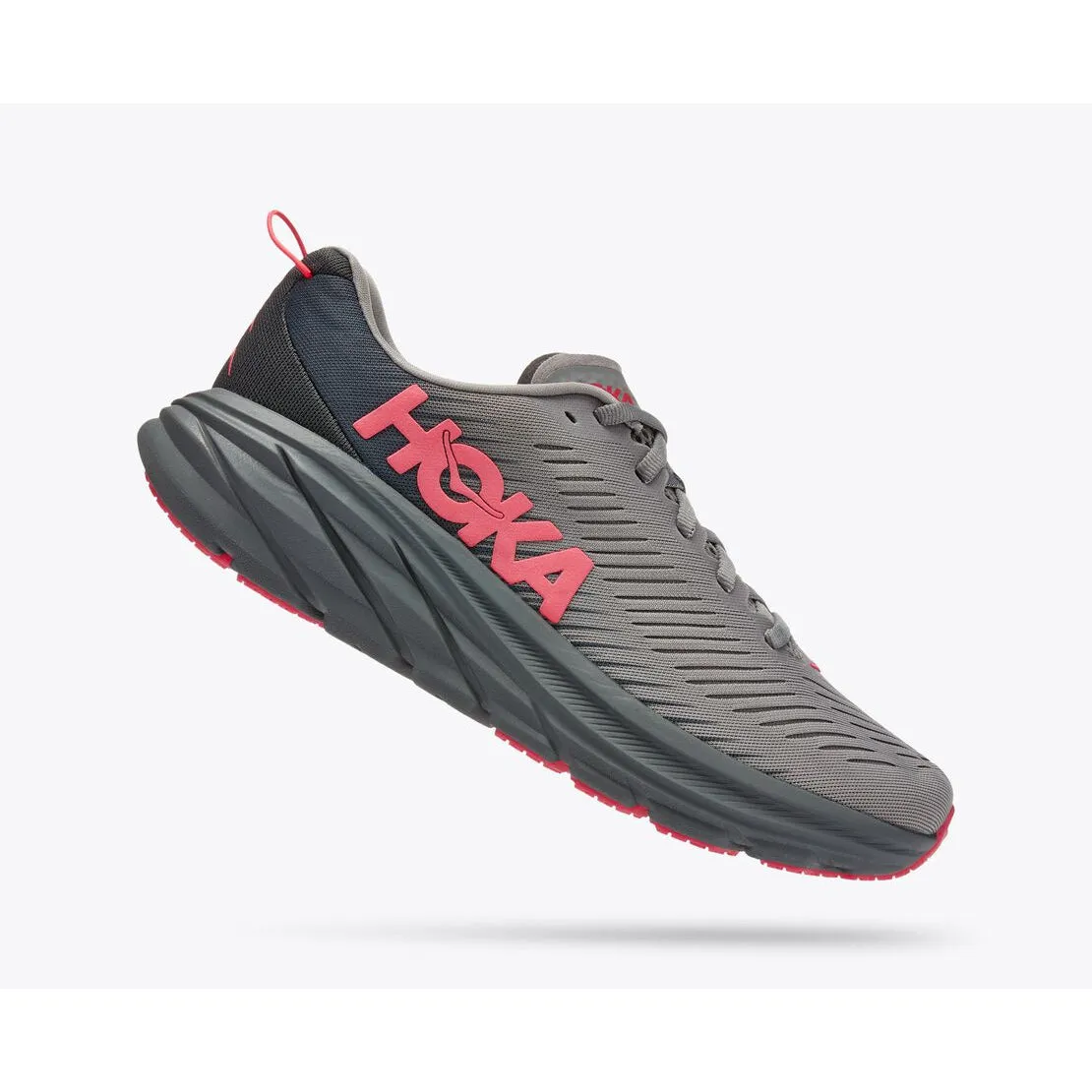 Hoka Women's Rincon 3 (Sharkskin/Diva Pink) Torsion Control Frame