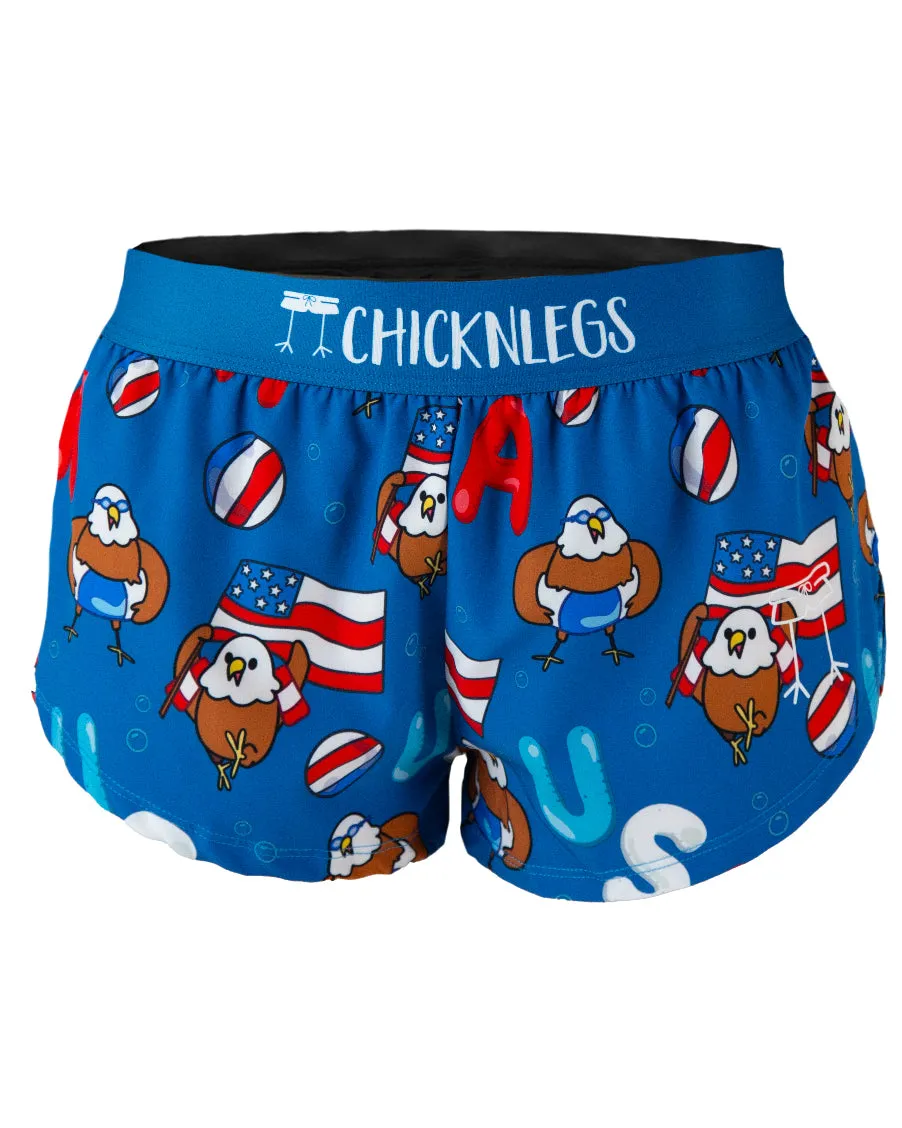 Women's USA Pool Party 1.5" Split Shorts Chill Design