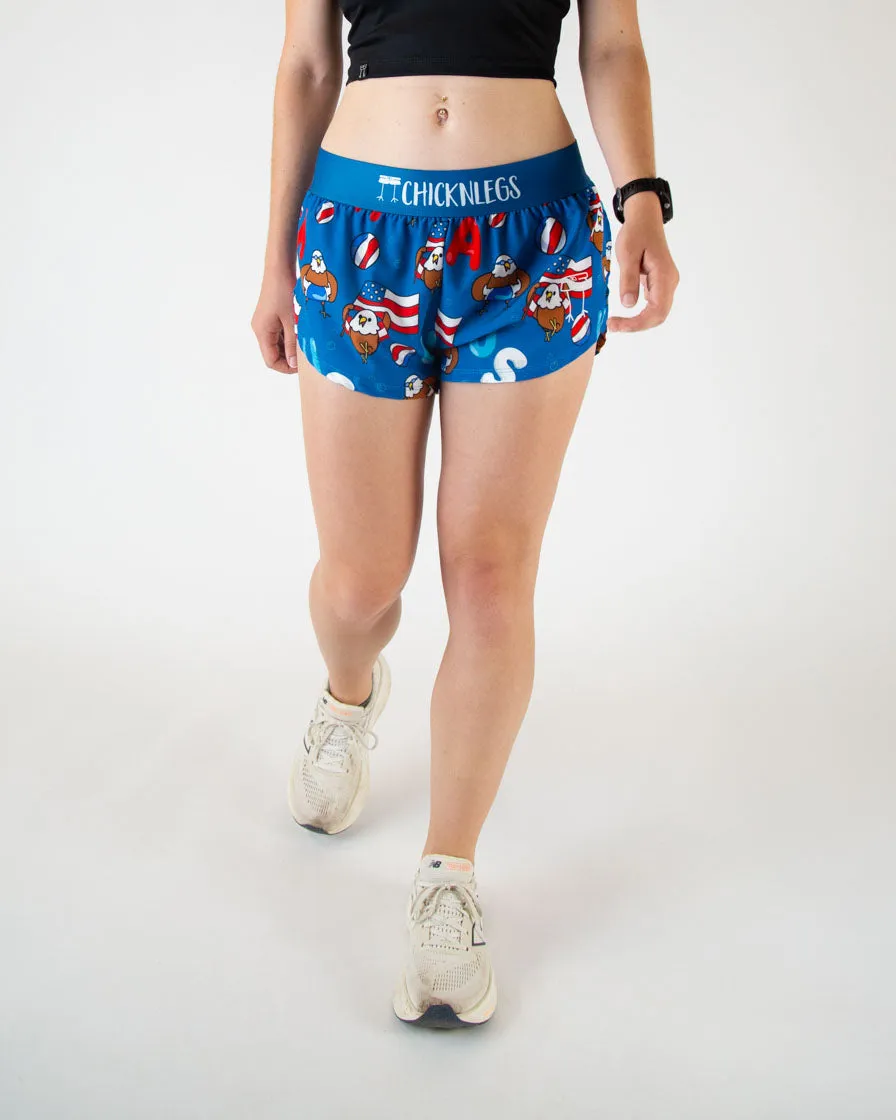 MoistureWickingLining Women's USA Pool Party 1.5" Split Shorts