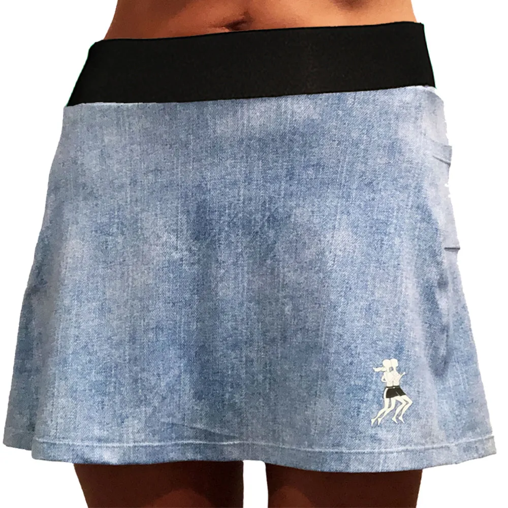 Faded Denim Running Skirt Polished Cut Quick Dry Technology