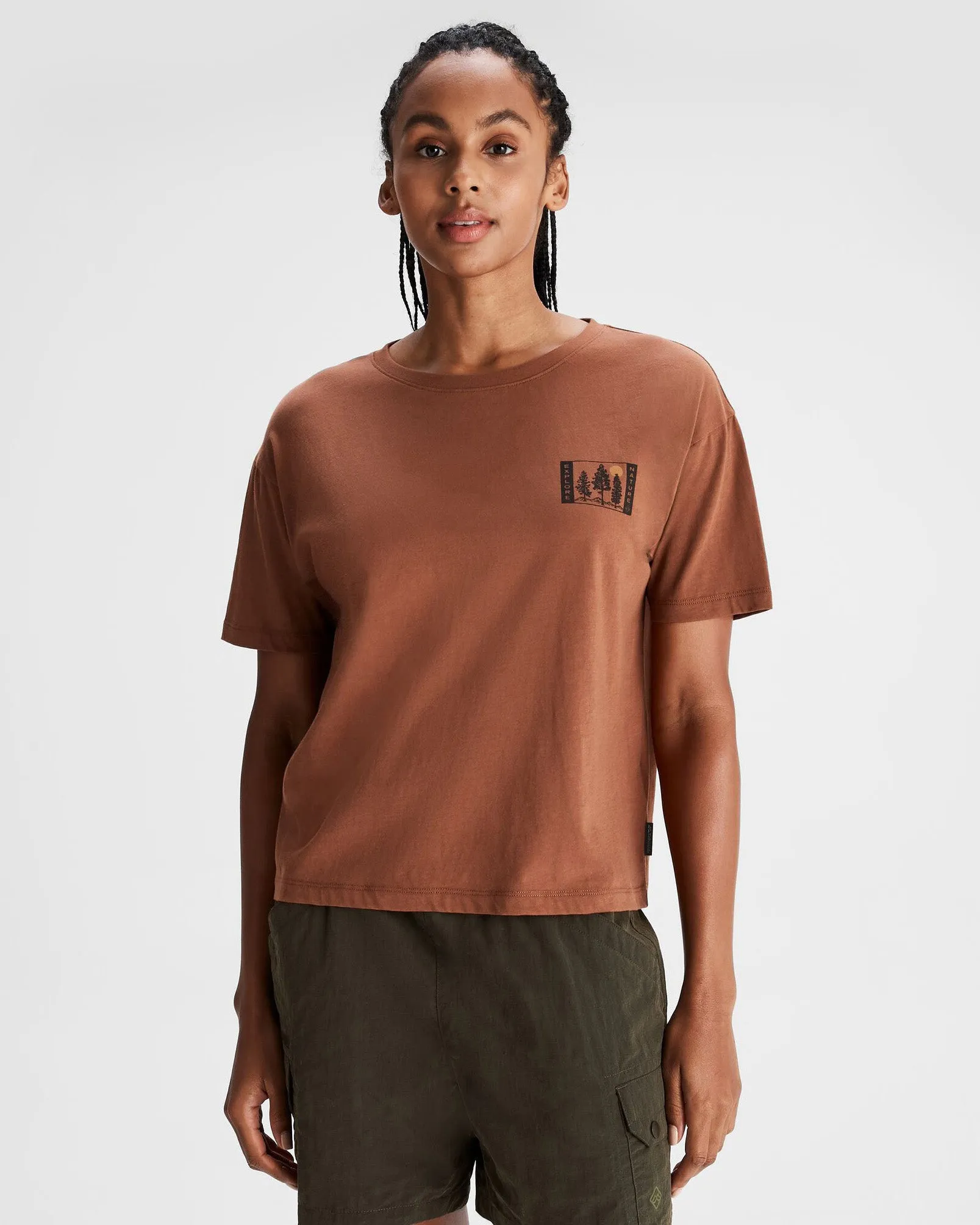 cycling outfit Roomy Design Women's Explore Nature Organic Cotton T-shirt - Woodsy