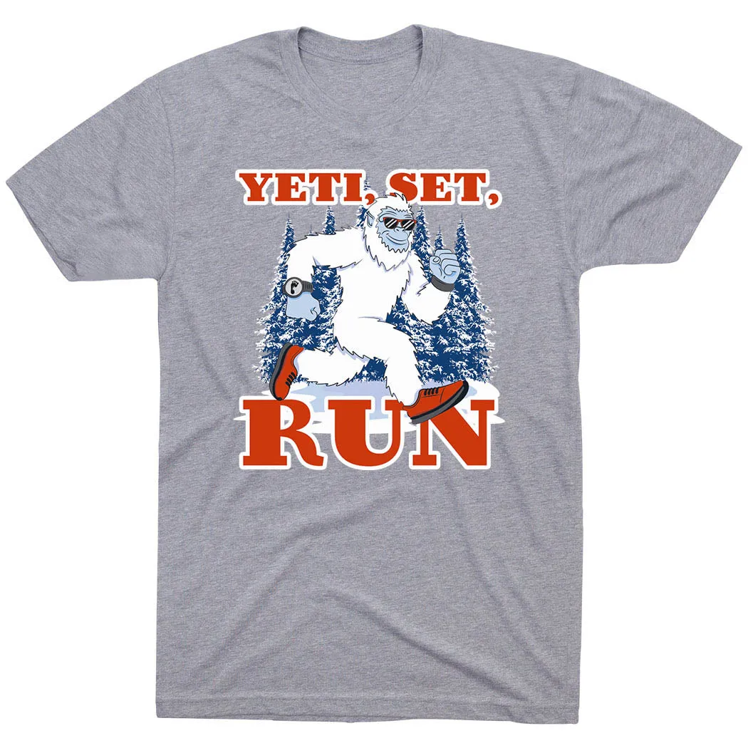 Stylish Comfort Reinforced Shoulder Seams Running Short Sleeve T-Shirt - Yeti, Set, Run