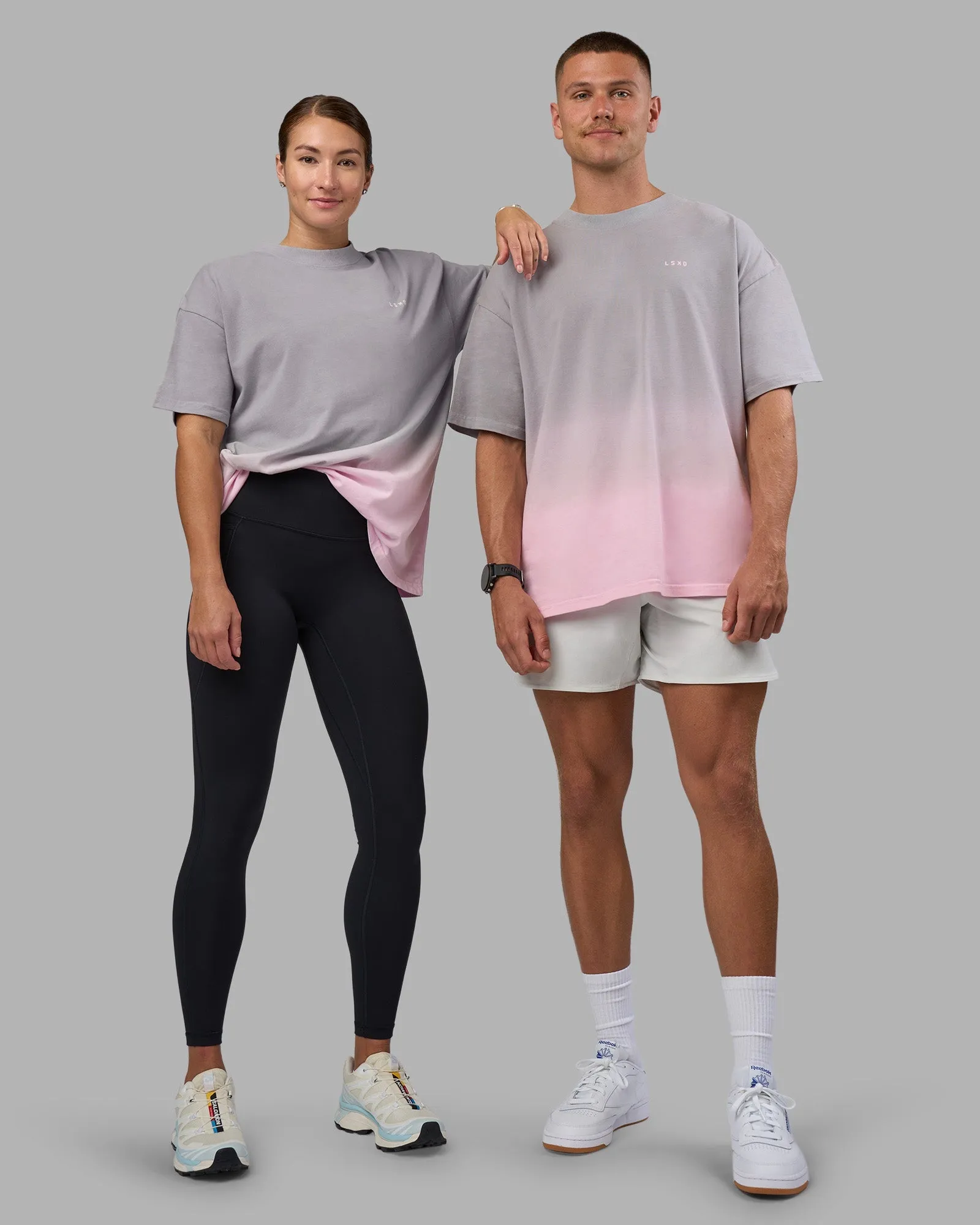 Faded Heavyweight Oversized Tee - Circular Grey-Marshmallow loose fitting Light Flex