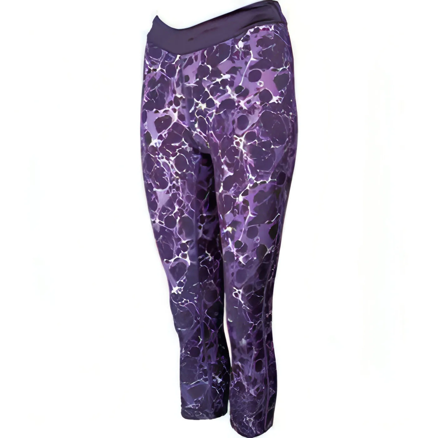 Fit and Flex More Mile Printed Capri Womens 3/4 Running Tights - Purple