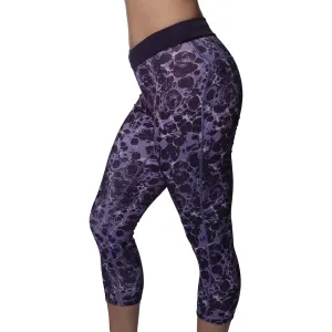 Ultimate Comfort More Mile Printed Capri Womens 3/4 Running Tights - Purple