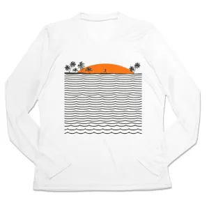 Women's Long Sleeve Tech Tee - Chasing Sunsets Holiday Outfit Collared