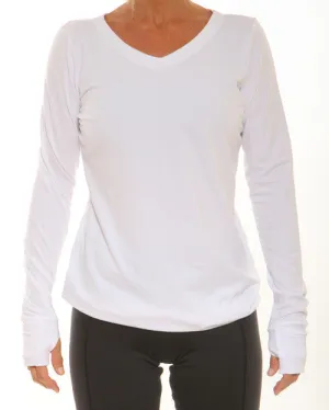 Roomy Comfort White Performance Lifestyle V-Neck Anti Static Finish
