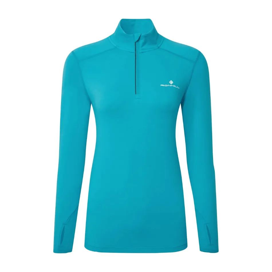 Casual Statement Ethically Sourced Material Ronhill Women's Core Thermal 1/4 Zip in Azure/Bright White SS25