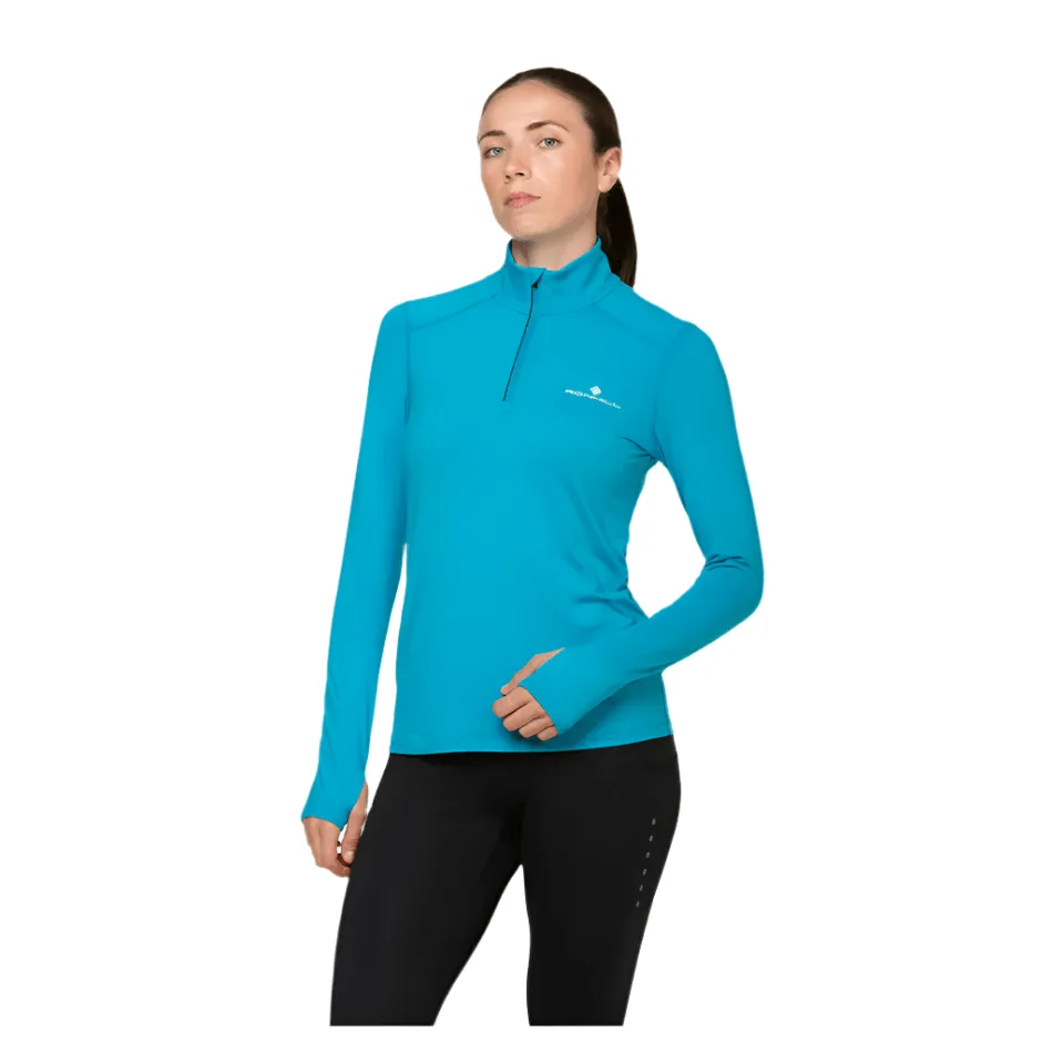 Quick-Drying Shirt Ronhill Women's Core Thermal 1/4 Zip in Azure/Bright White SS25