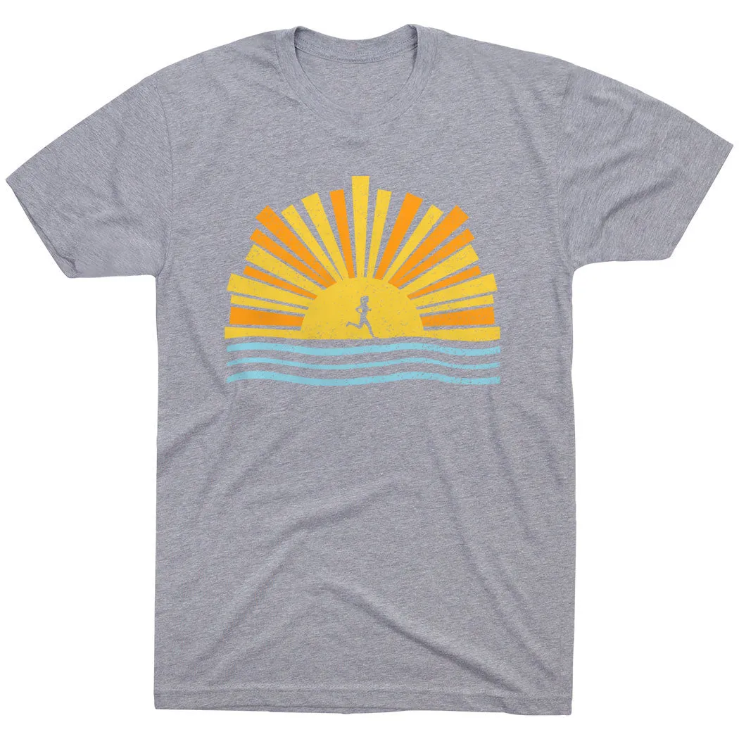 Flattering Cut skinny but not tight Running Short Sleeve T-Shirt - Here Comes The Sun