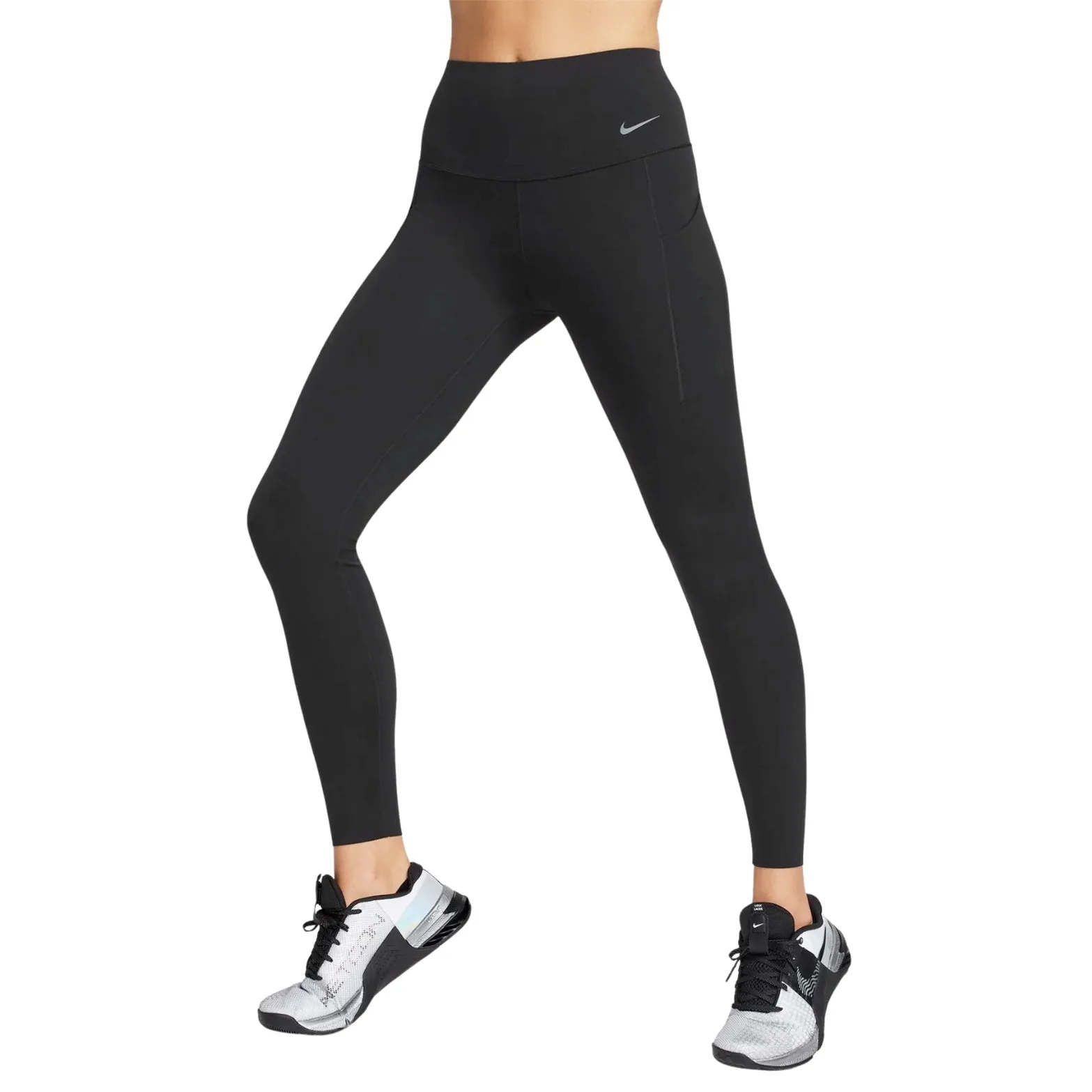 Nike Women's Universa Medium-Support High-Waisted Full Length Leggings Black Effortless Active Fit