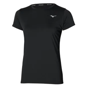 Mizuno Impulse Core Women's Running Short Sleeve Tee - Black Printed Logo Elderly clothing