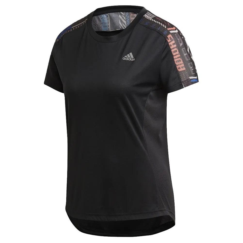 adidas Own The Run Short Sleeve Women's Running Tee - Black/Sefire/Royal Blue Active Style Trend