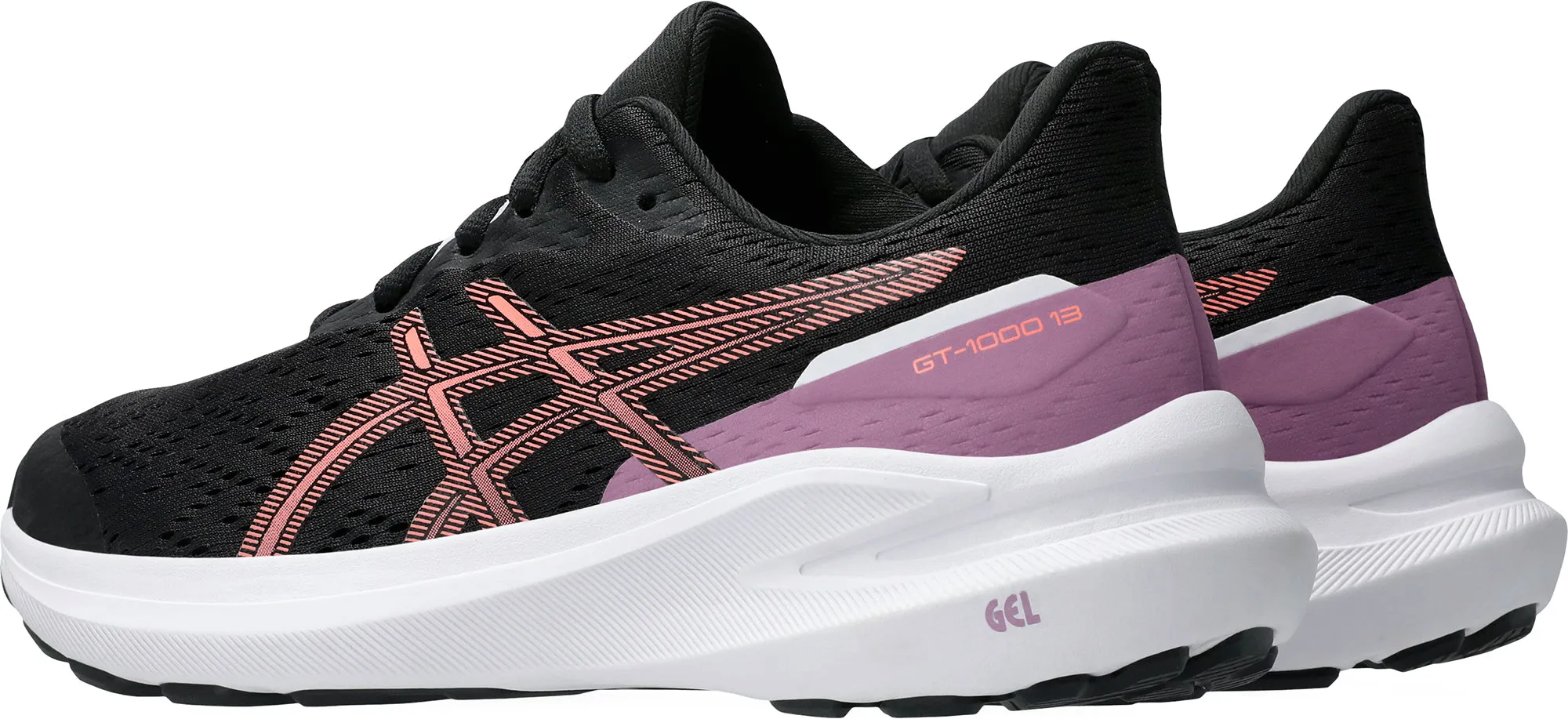 smooth - sole shoes anaerobic exercise shoes Asics GT 1000 13 GS Junior Running Shoes - Black