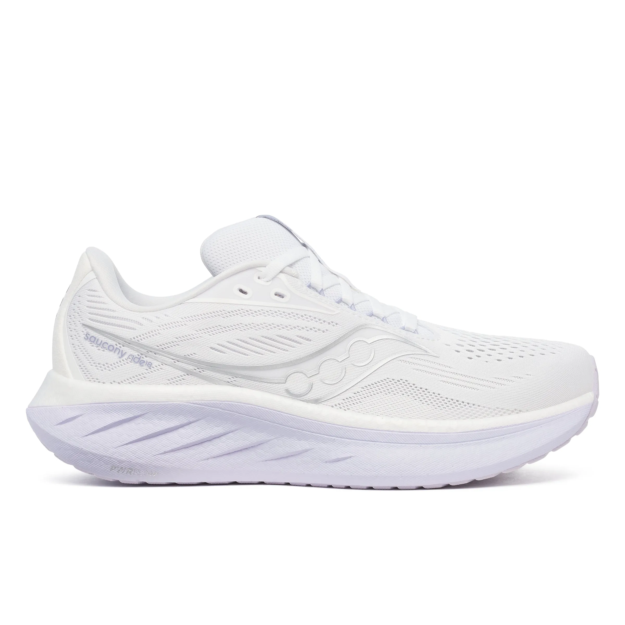 Women's Ride 18 WIDE (245 - White/Thistle) Multi-color combination treadmill workout running shoes
