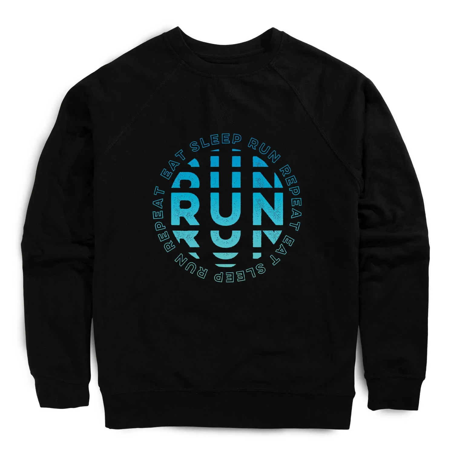 City Beat Running Raglan Crew Neck Sweatshirt - Eat Sleep Run Repeat