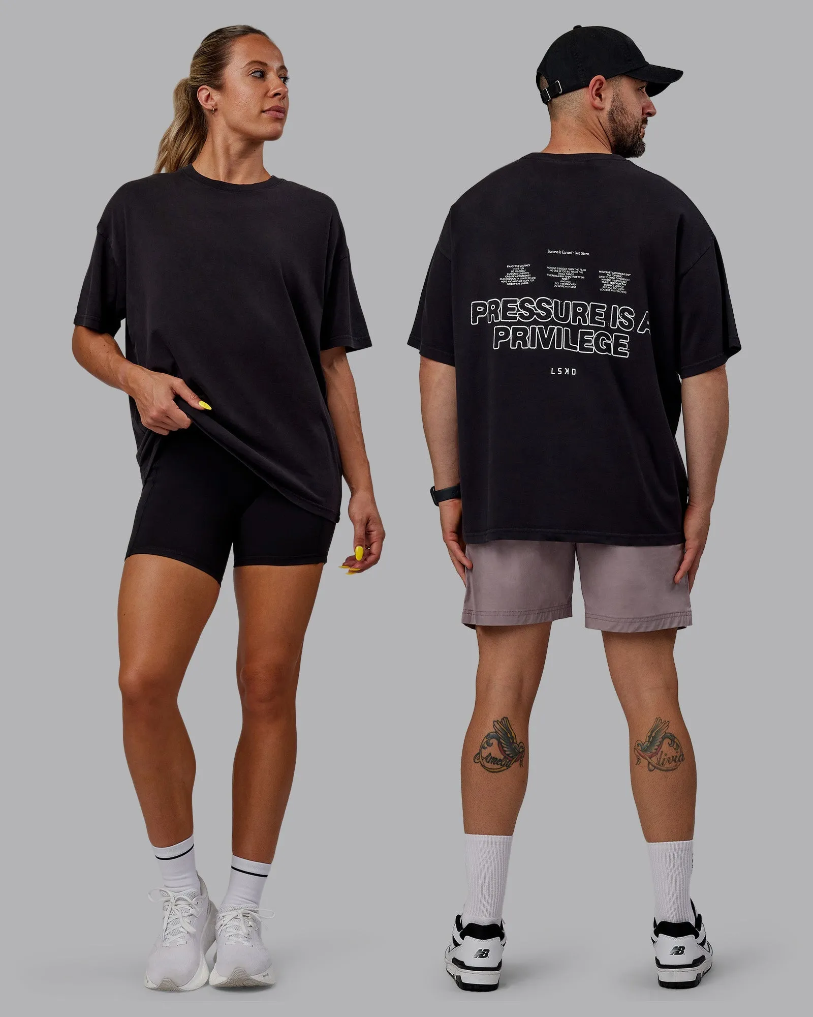 Pressure Washed Heavyweight Oversize Tee - Black-White Breathable and Comfortable