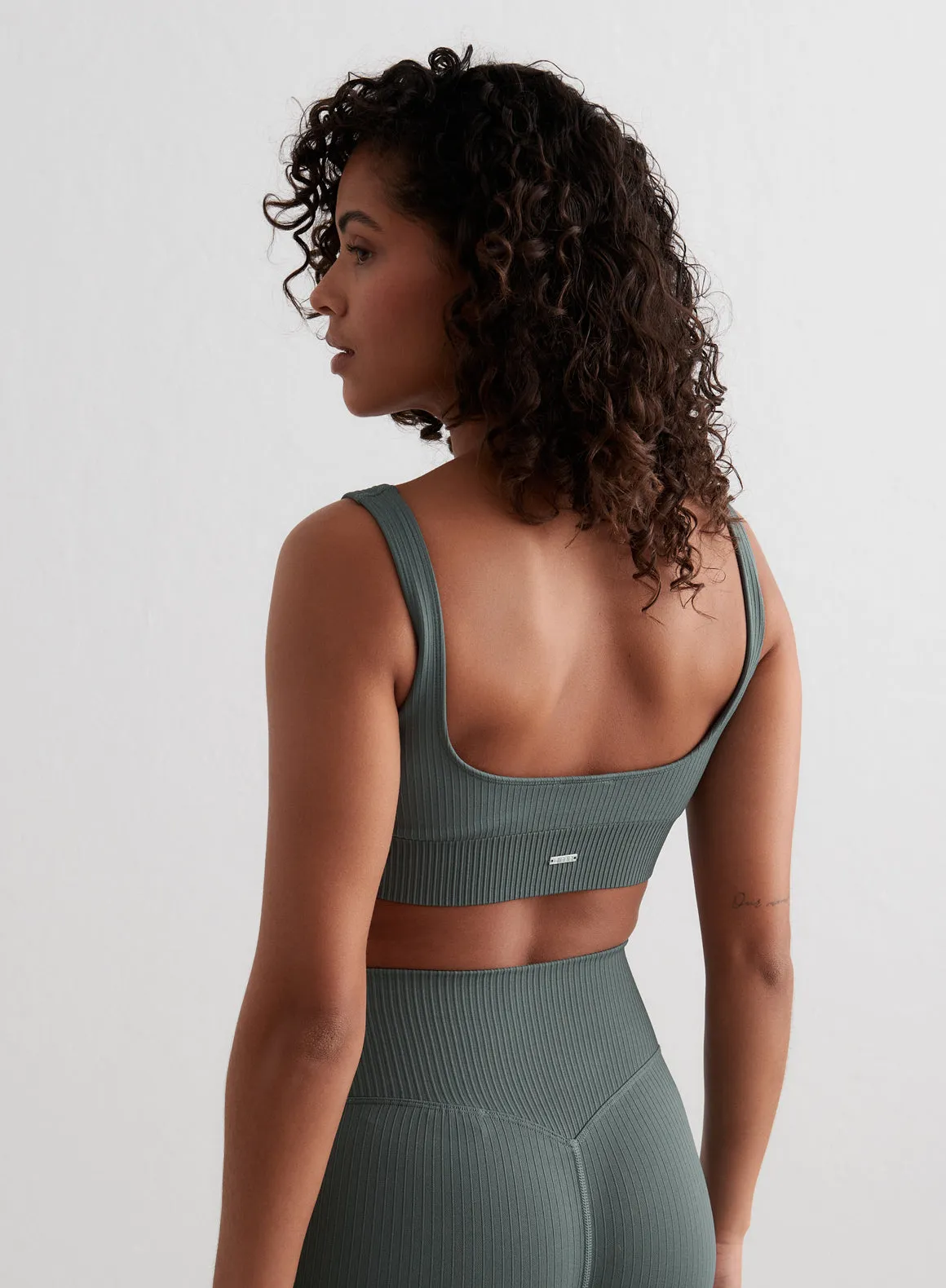 Sage Ribbed Seamless Bra Active Performance seams