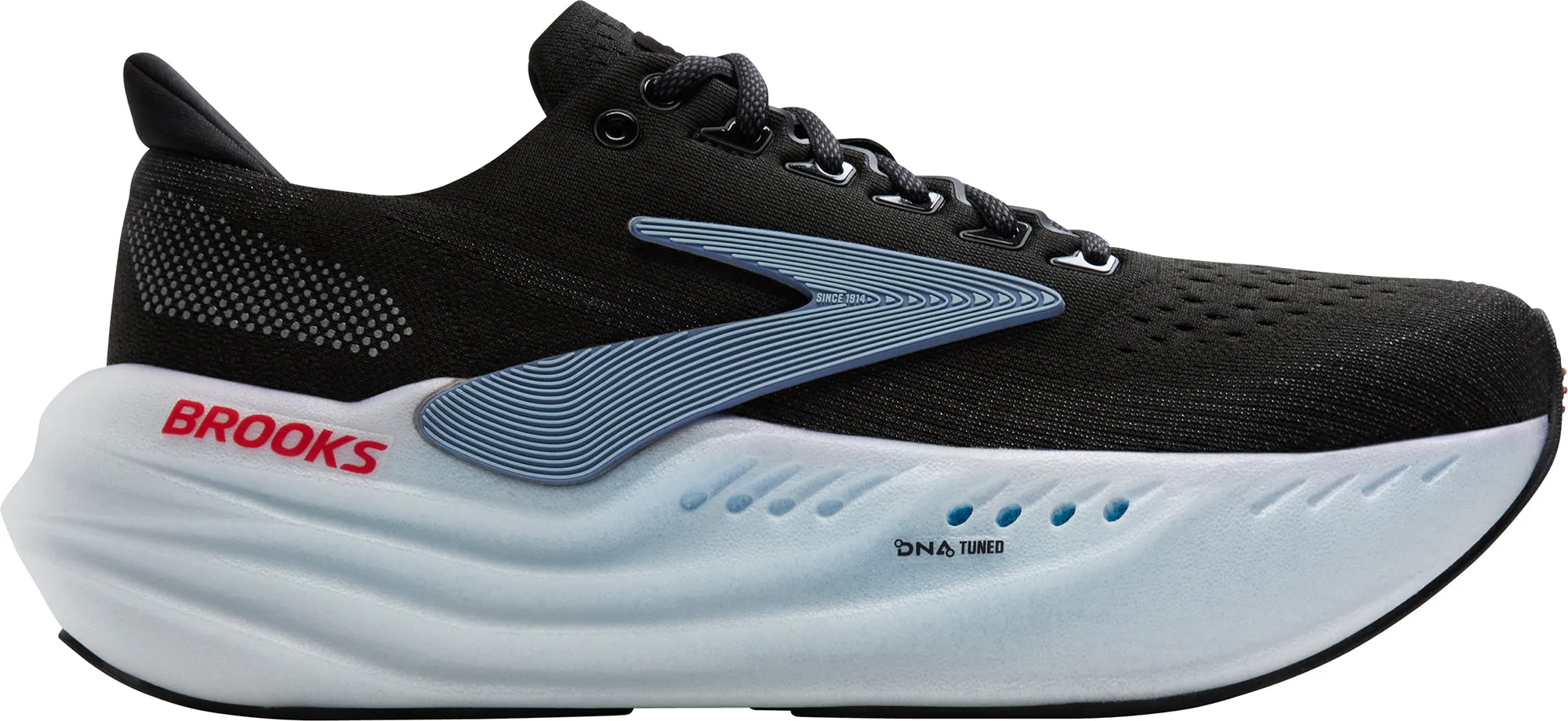 Brooks Glycerin Max Mens Running Shoes - Black Asymmetric Lace Guide Tread Pattern