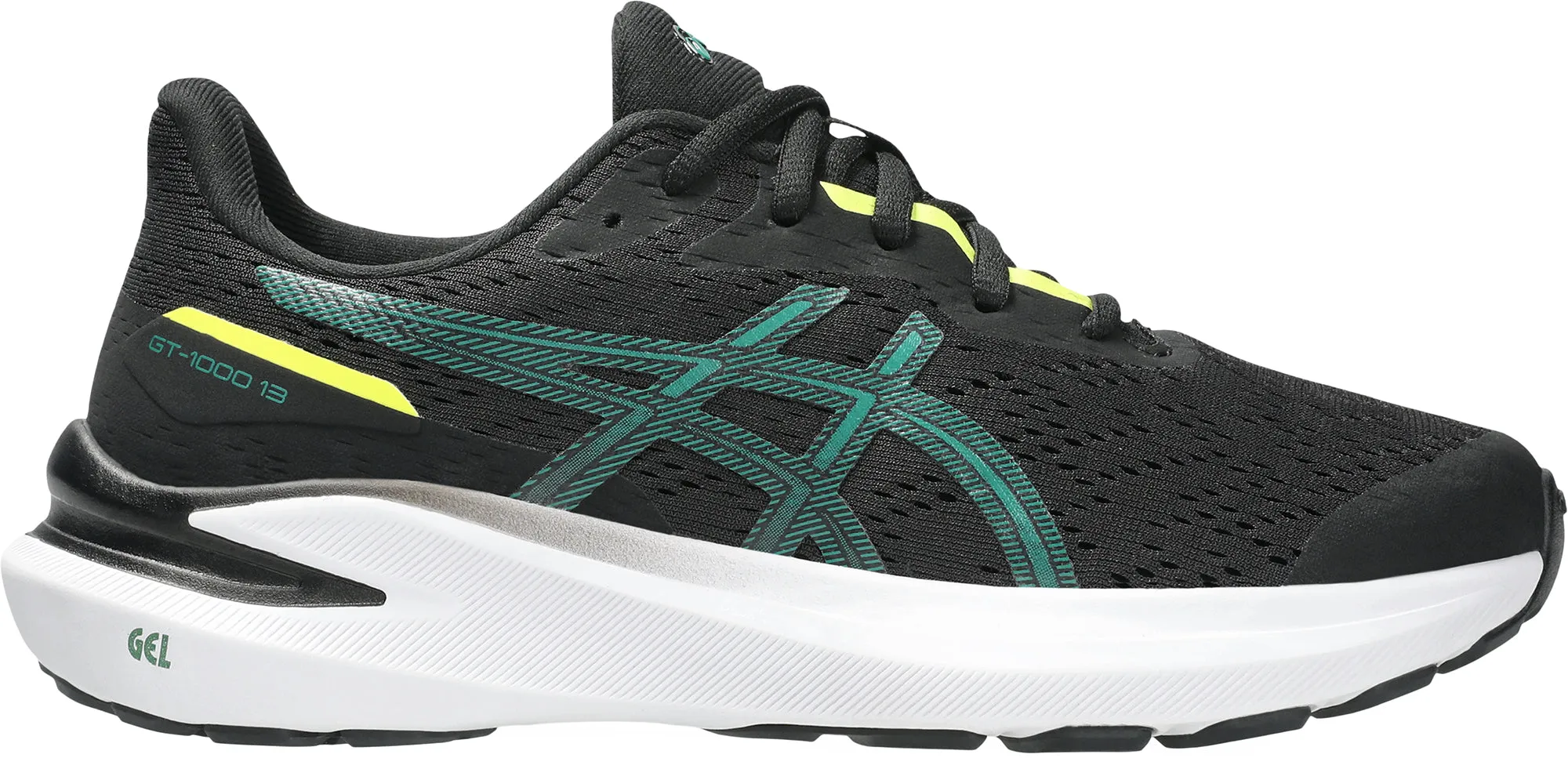 Asics GT 1000 13 GS Junior Running Shoes - Black anti - blister shoe attribute Mid Top