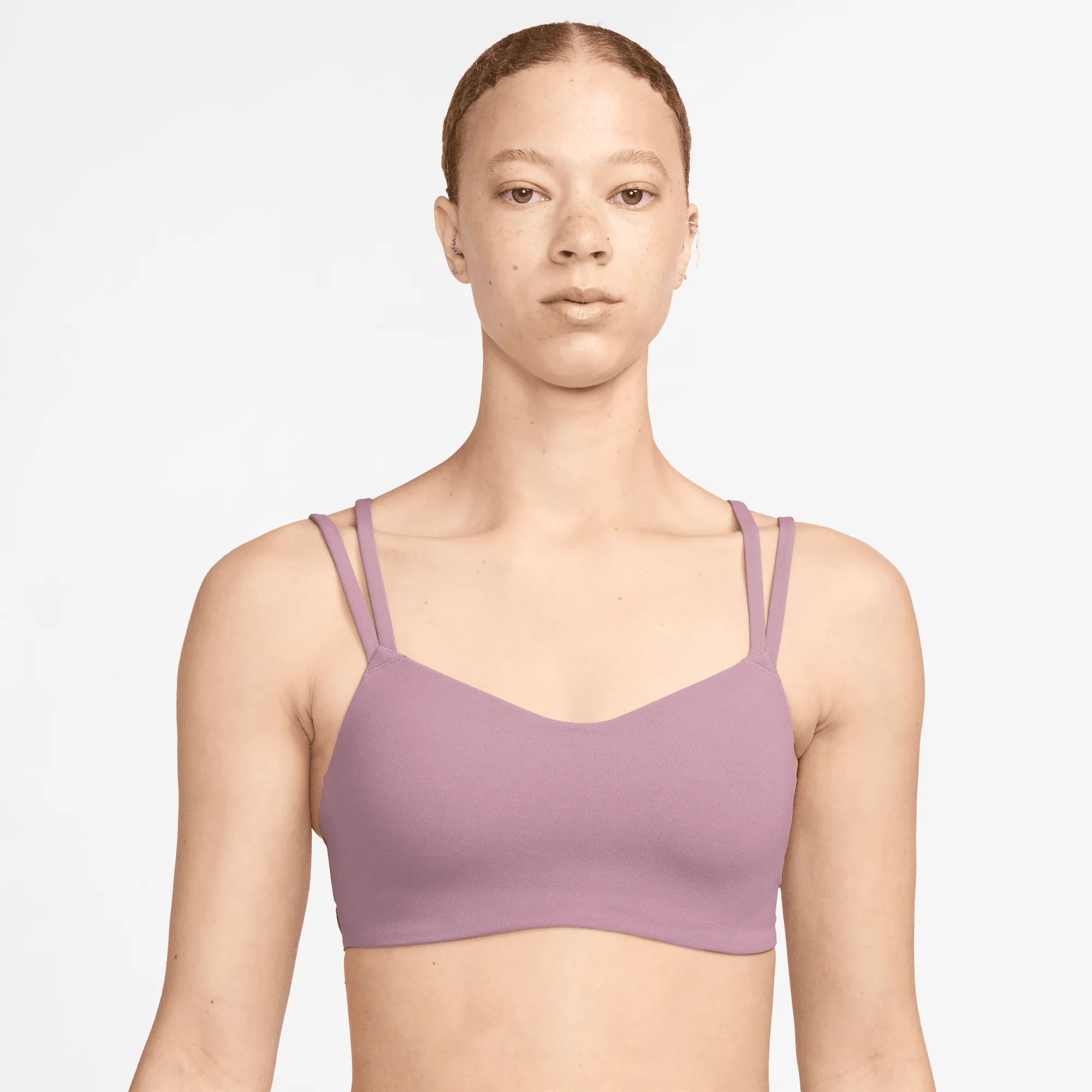Women's Zenvy Strappy Light-Support Padded Sports Bra (523 - Plum Dust/White) Stretch stitching
