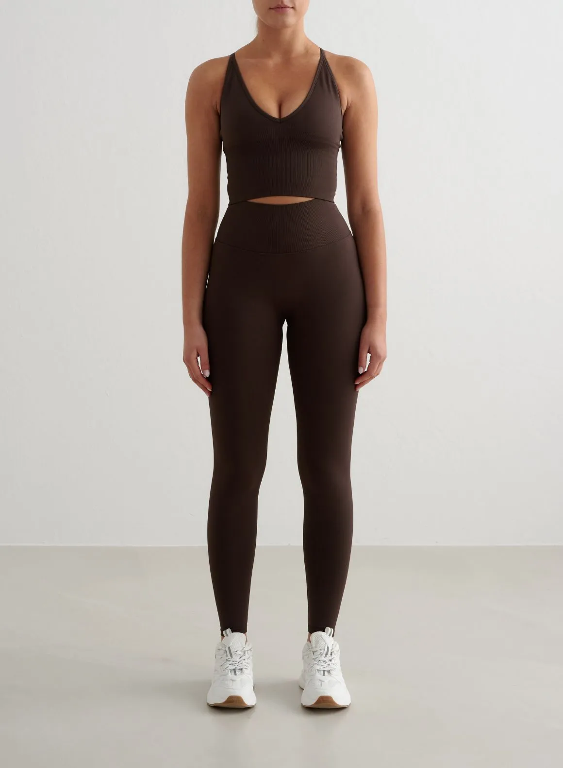Chocolate Shape Seamless Tights & Cross Back Bralette Set Reflective details Fire - control - integrated