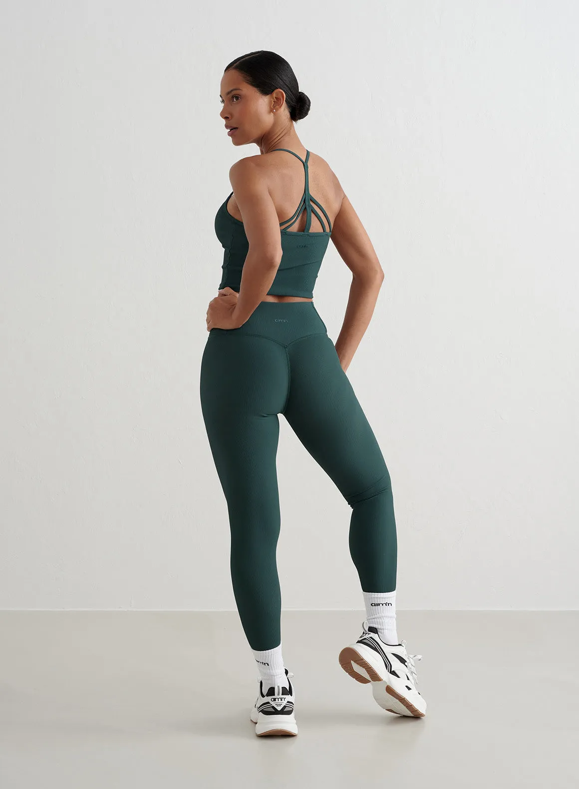 civilian use adaptation Compression Fit Deep Emerald Ribbed Performance Bralette Set