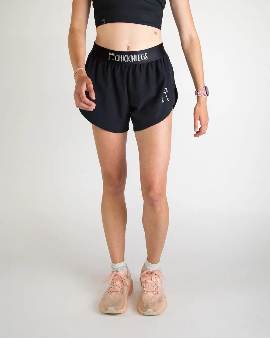 Women's Black 4" Split Shorts Athletic Design Sleepwear