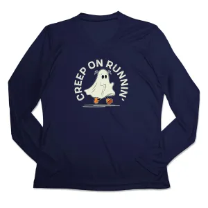 Women's Long Sleeve Tech Tee - Creep On Runnin' Bold Look