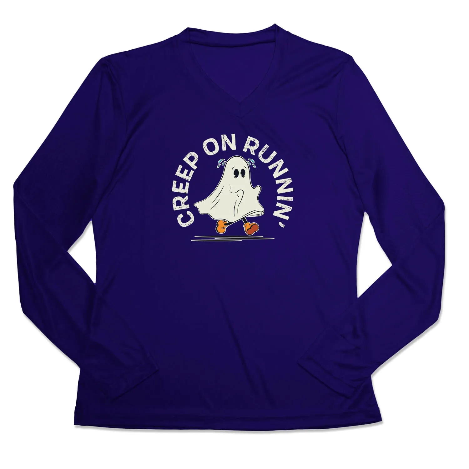 Women's Long Sleeve Tech Tee - Creep On Runnin' Classic Crew Neck