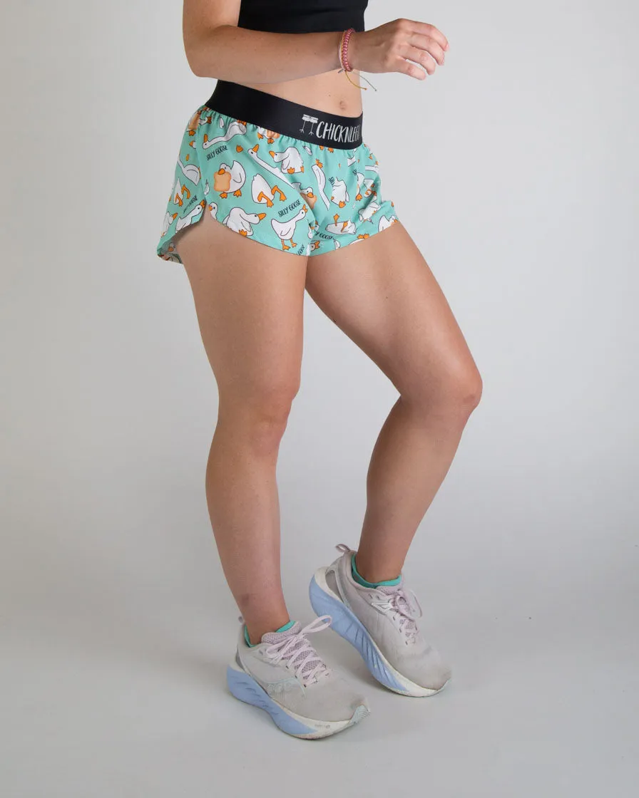 Women's Silly Goose 1.5" Split Shorts Printed Pattern Tennis shorts
