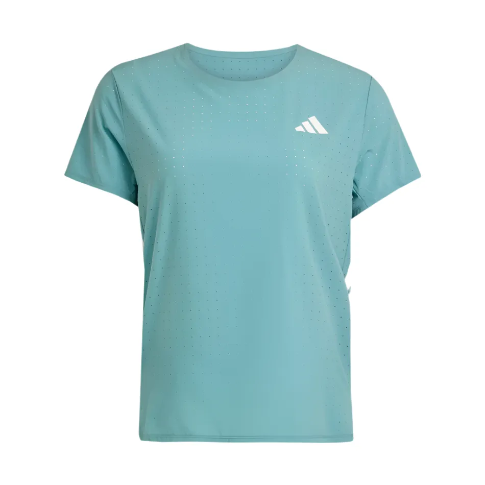 Gym clothing teenagers' Adidas Women's Adizero Short Sleeved Running Tee in Powder Teal AW25