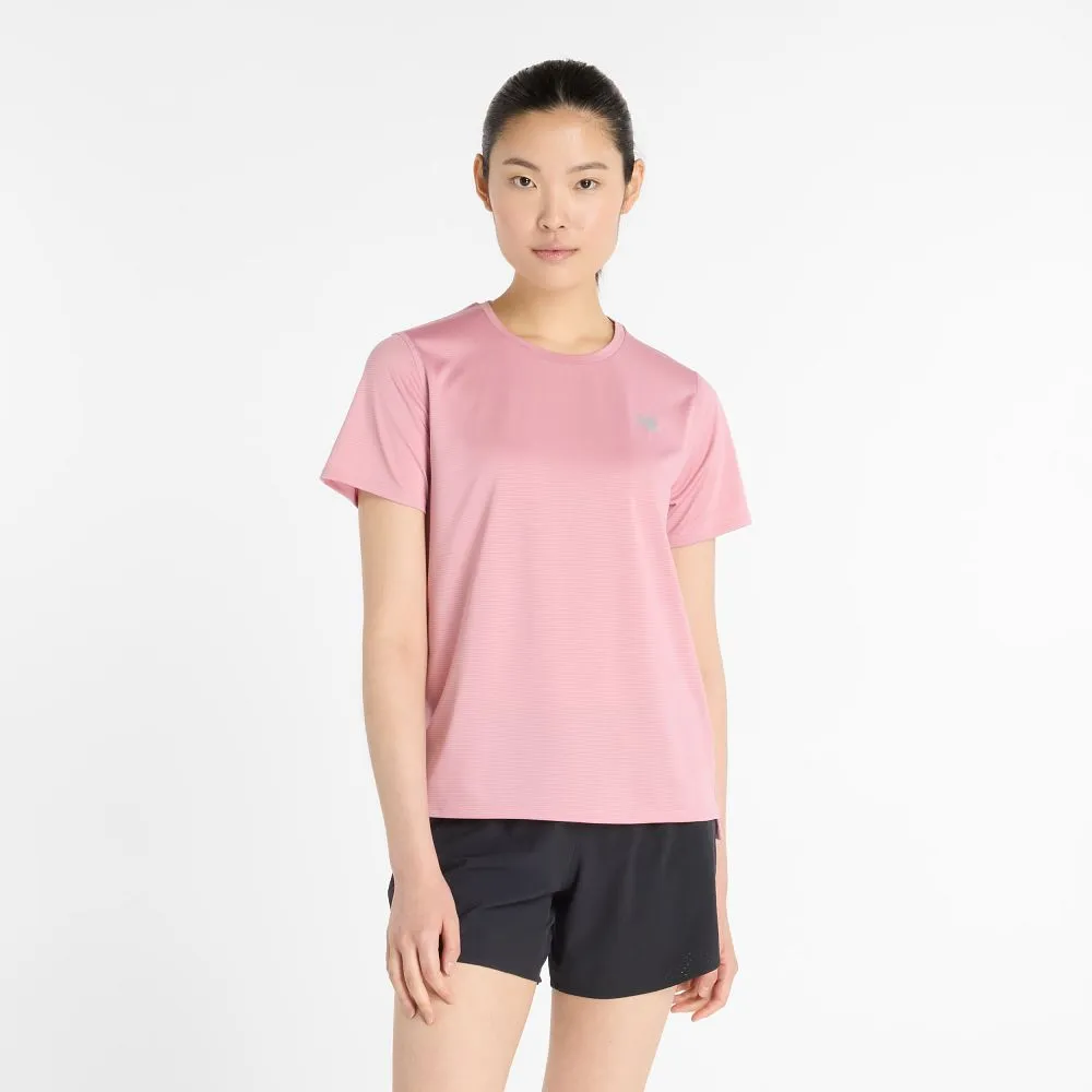 Stretchable Fabric Fun and Comfortable New Balance Essential T- Shirt (Womens) - Pink/Taff