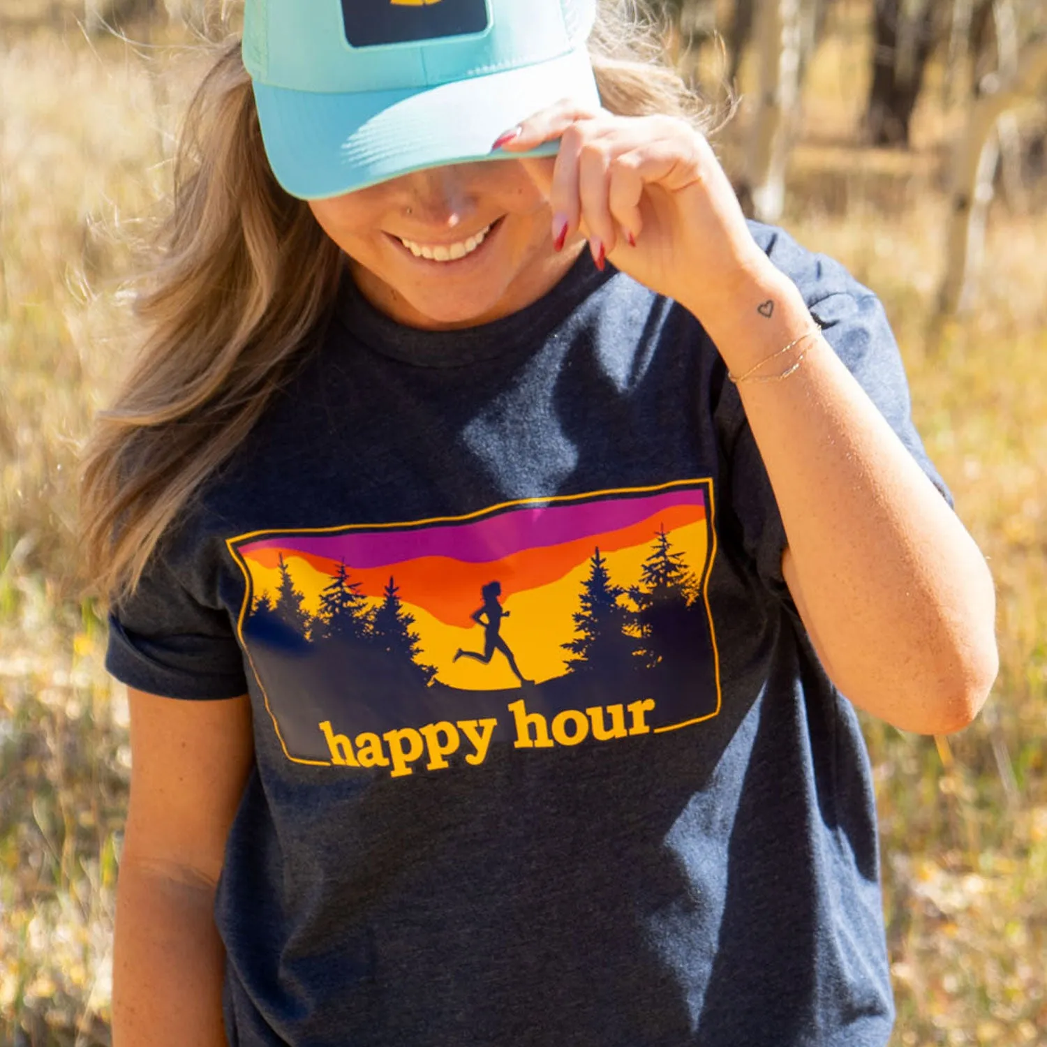 Breathable Yarn Composition Running Short Sleeve T-Shirt - Happy Hour