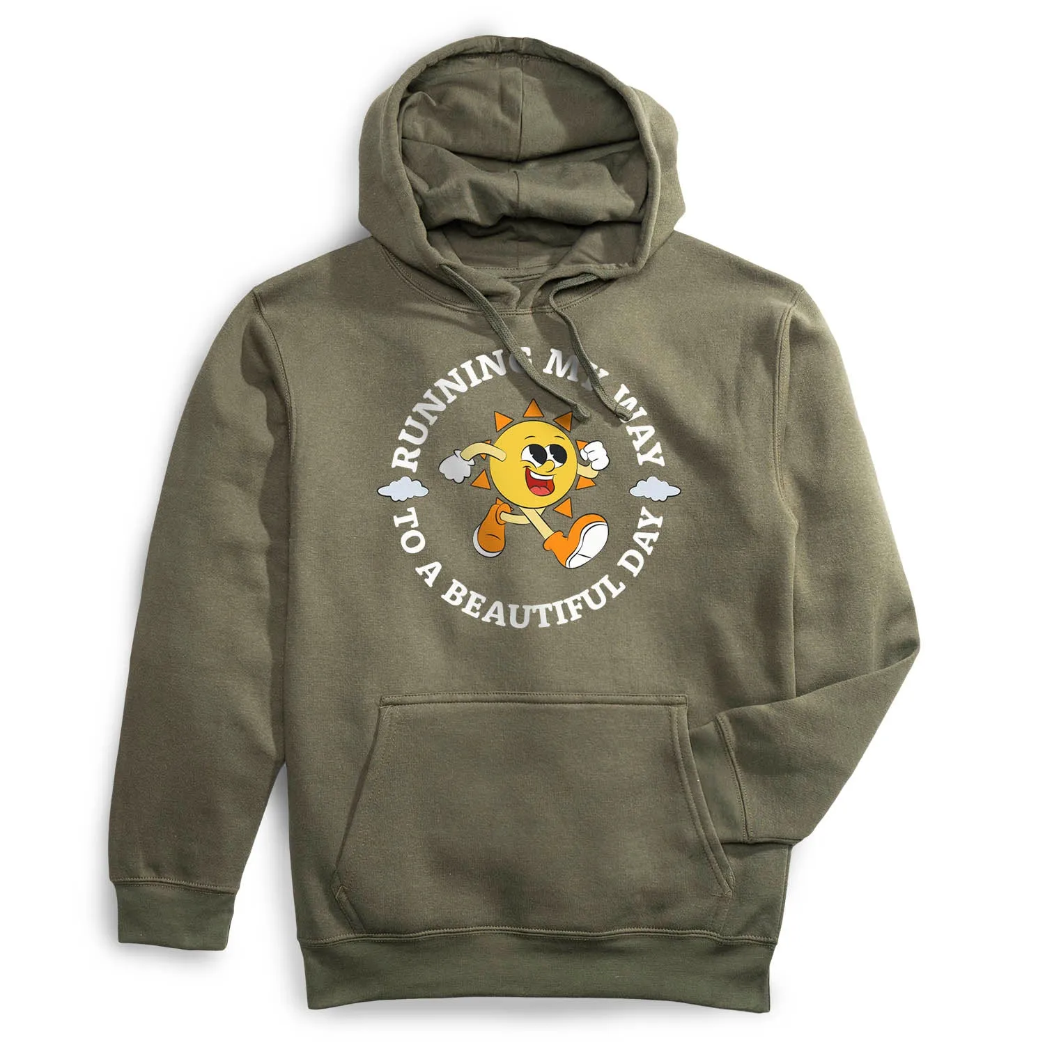 SustainableTextiles Statement Fleece Hoodie - Running My Way to a Beautiful Day