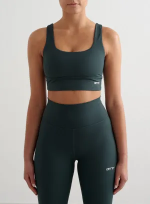 Deep Emerald Core Bra Thick straps seams Striped activewear
