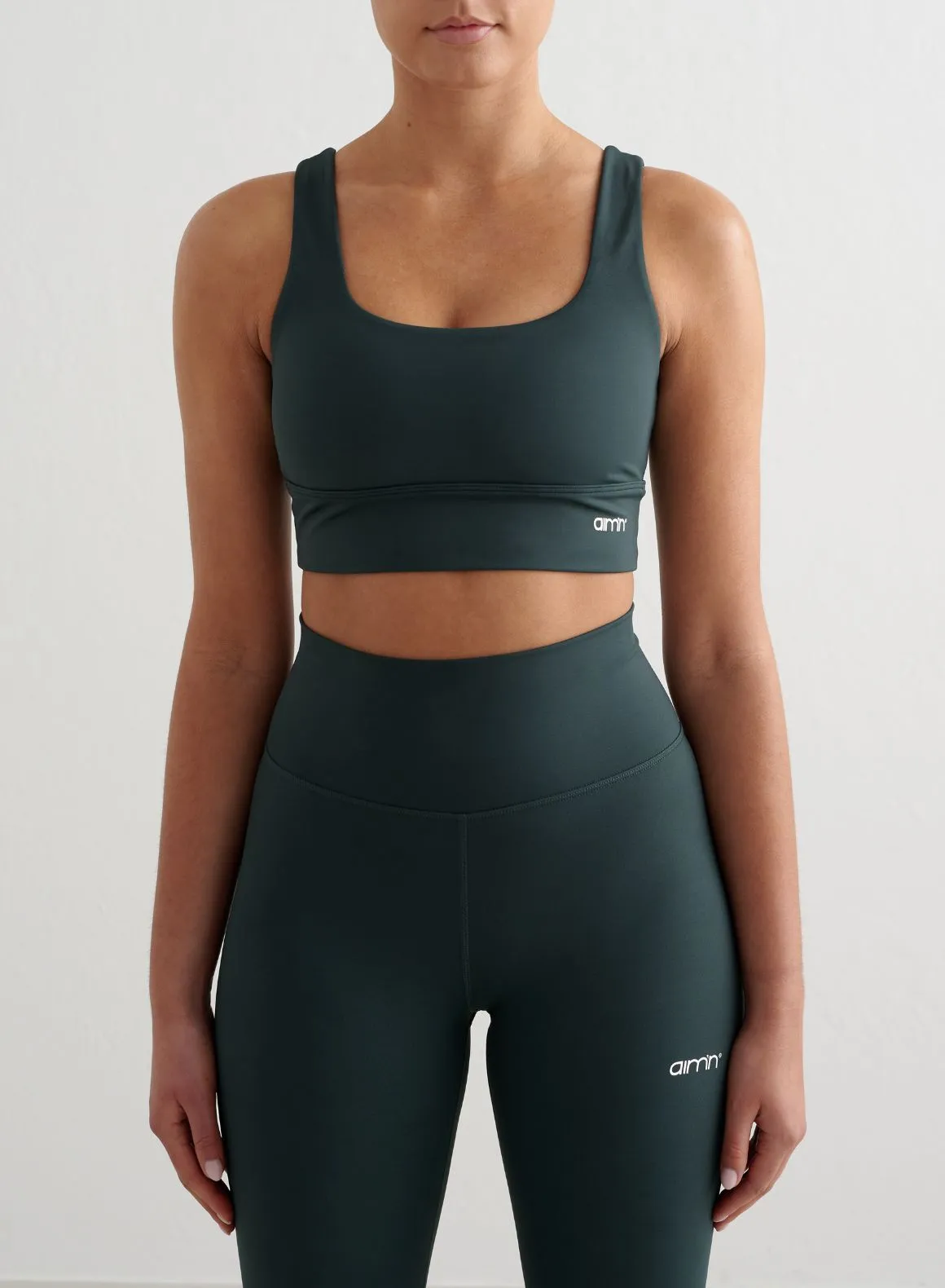Deep Emerald Core Bra Thick straps seams Striped activewear