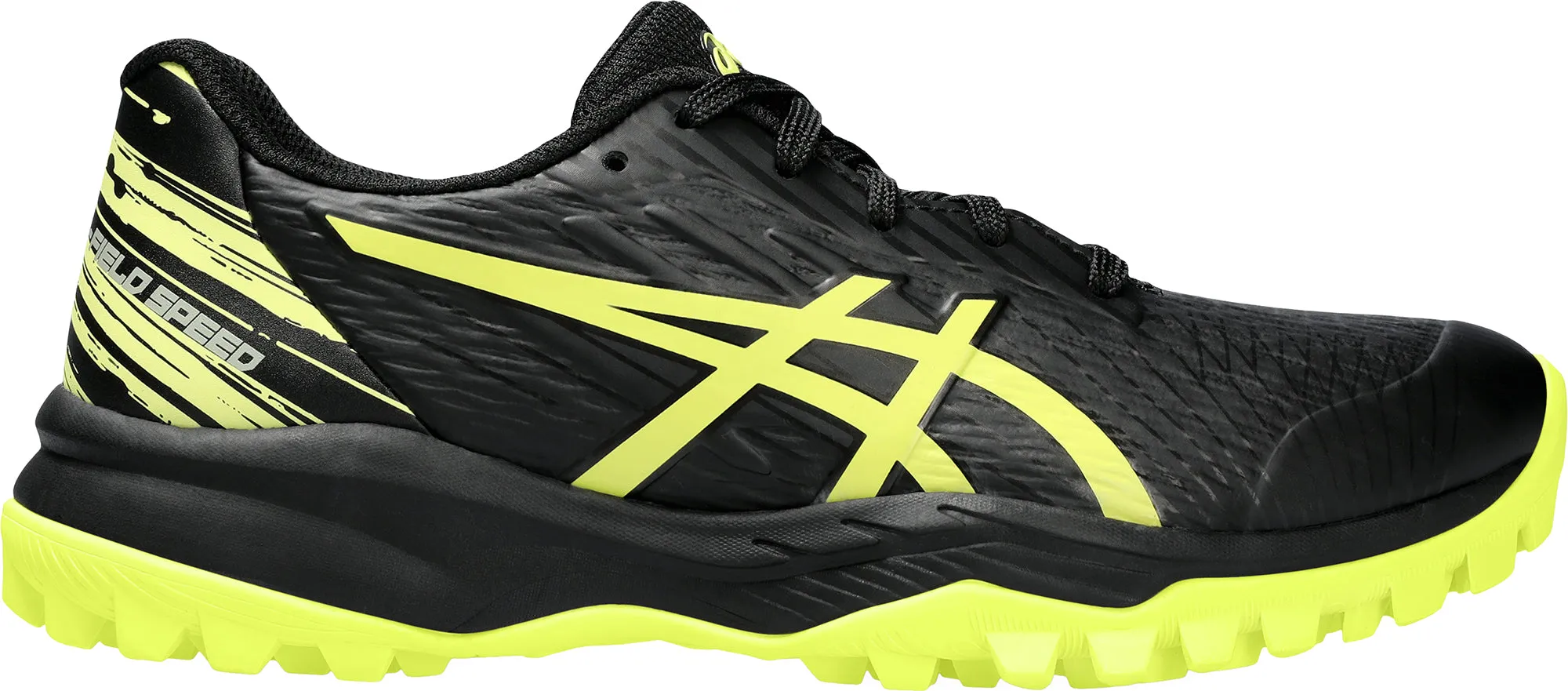 Asics Gel Field Speed GS Junior Hockey Shoes - Black Structured Heel Cradle Jogging Comfort