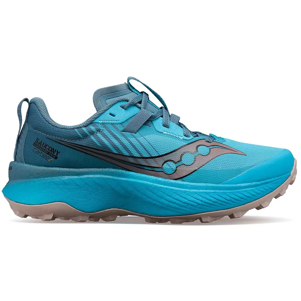 Women's Endorphin Edge Trail Shoe- Ocean/Loam- Regular (B) Hybrid Traction Grid cushioned running sneakers