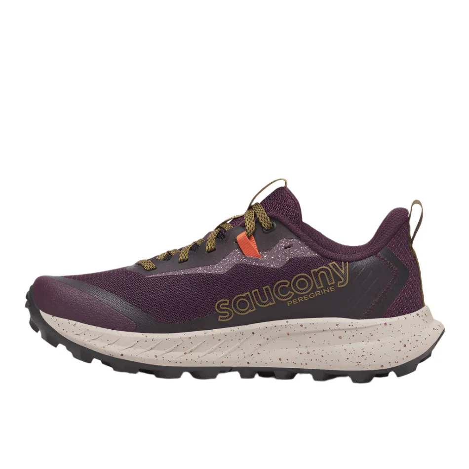 Saucony Women's Peregrine 15 Trail Running Shoes in Wine/Kodiak AW25 Perimeter Support Frame