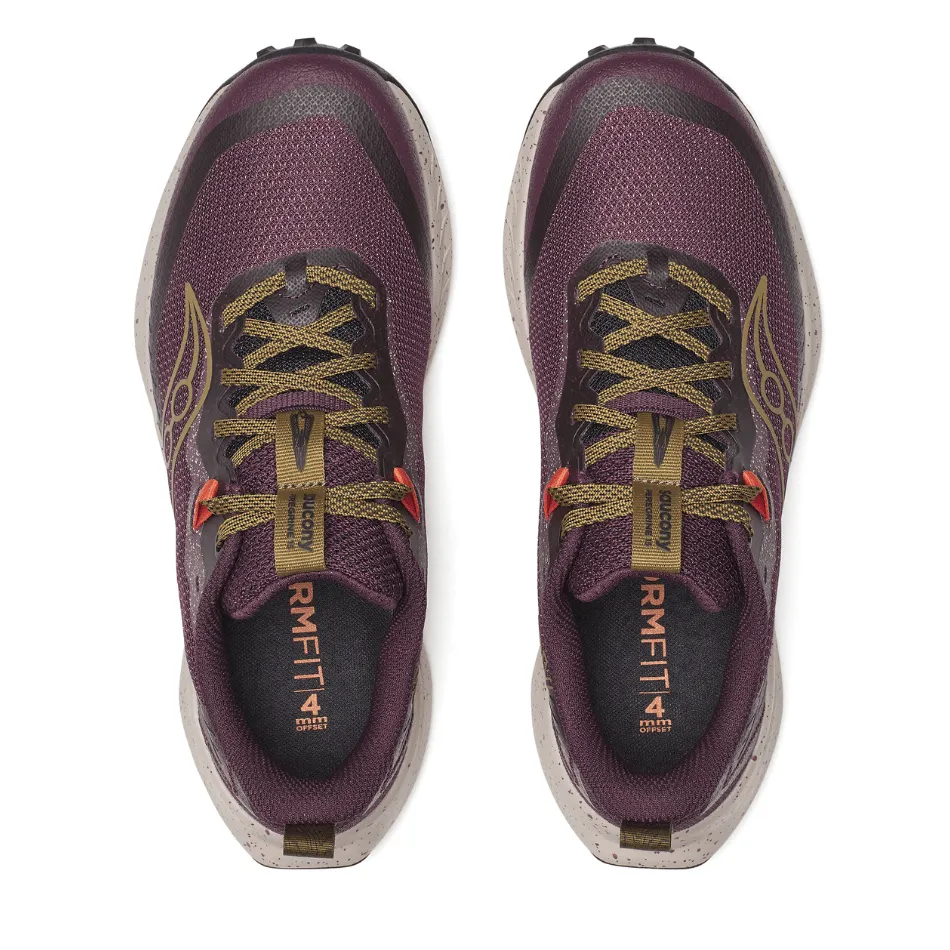 Saucony Women's Peregrine 15 Trail Running Shoes in Wine/Kodiak AW25 Adaptive Lacing System