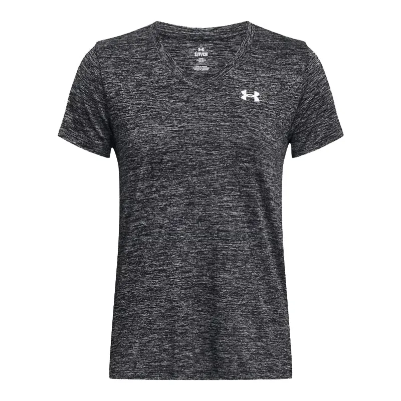 Fun Prints Casual Touch Under Armour Tech V-Neck Twist Short Sleeve Women's Running Tee - Black