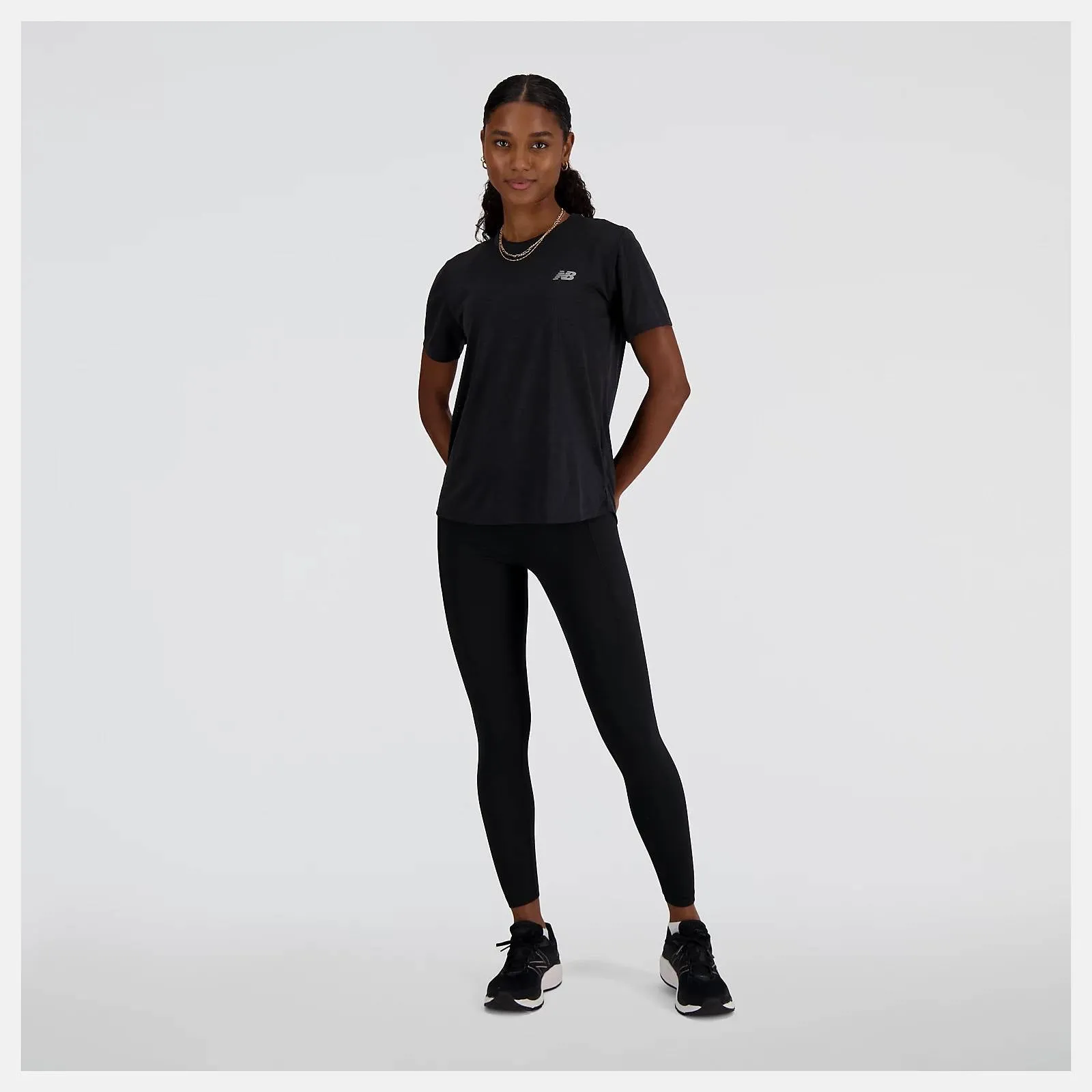 Perfect Layering Sleek And Stylish New Balance Athletic Tee (Womens) - Black/Heather