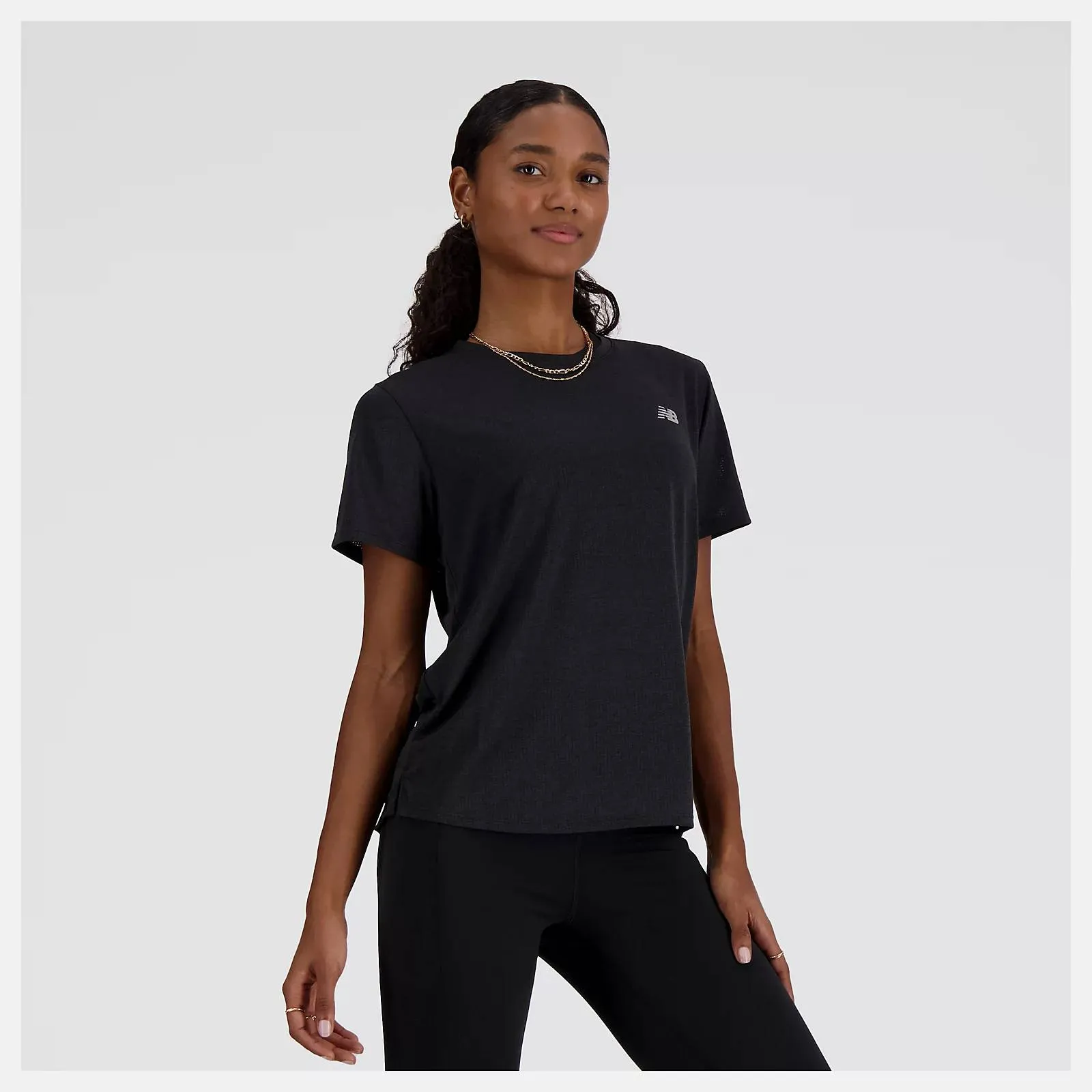 New Balance Athletic Tee (Womens) - Black/Heather Sport Wear Summer Essential
