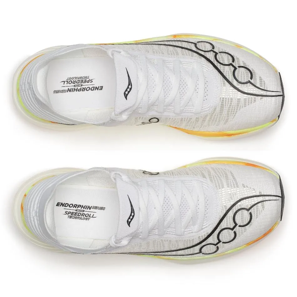 technology - brand shoes 5K running shoes Saucony Unisex Endorphin Elite 2 Running Shoes in White/Peel SS25
