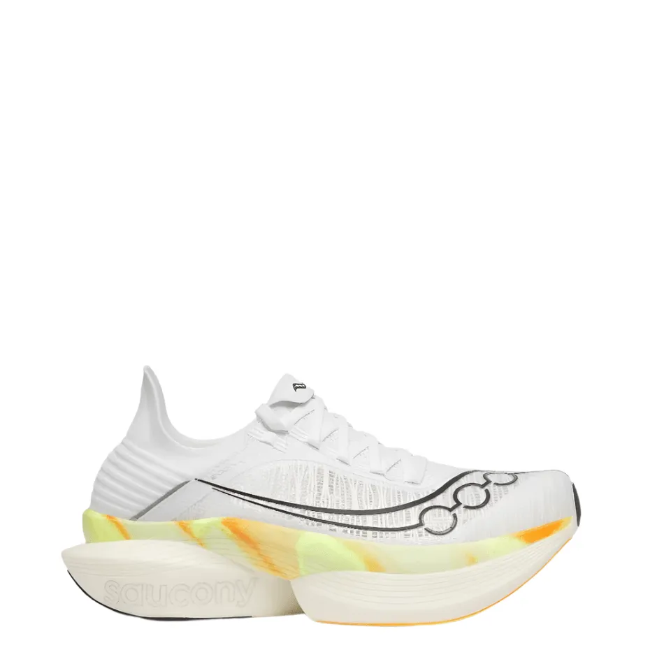 bright - colors shoes Advanced Motion Guidance Saucony Unisex Endorphin Elite 2 Running Shoes in White/Peel SS25