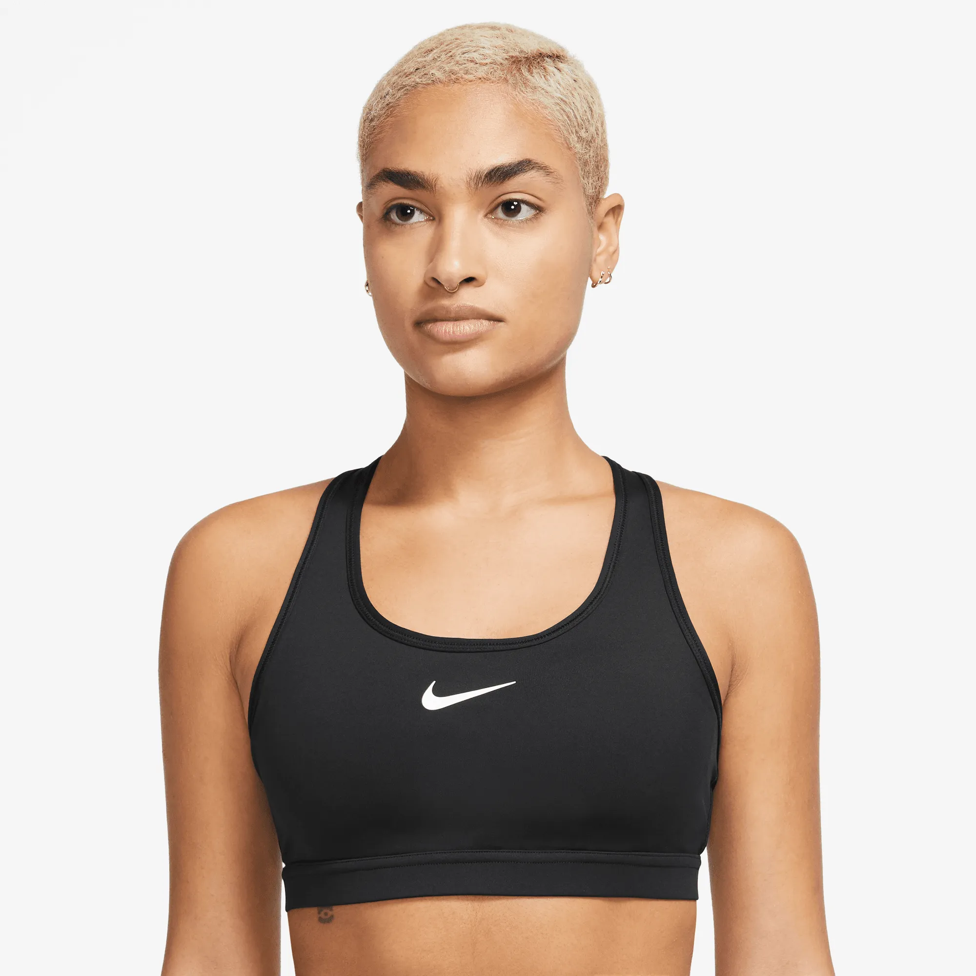Women??s Swoosh Medium Support Sports Bra (010 - Black/White) Flexible frame Regular Fit