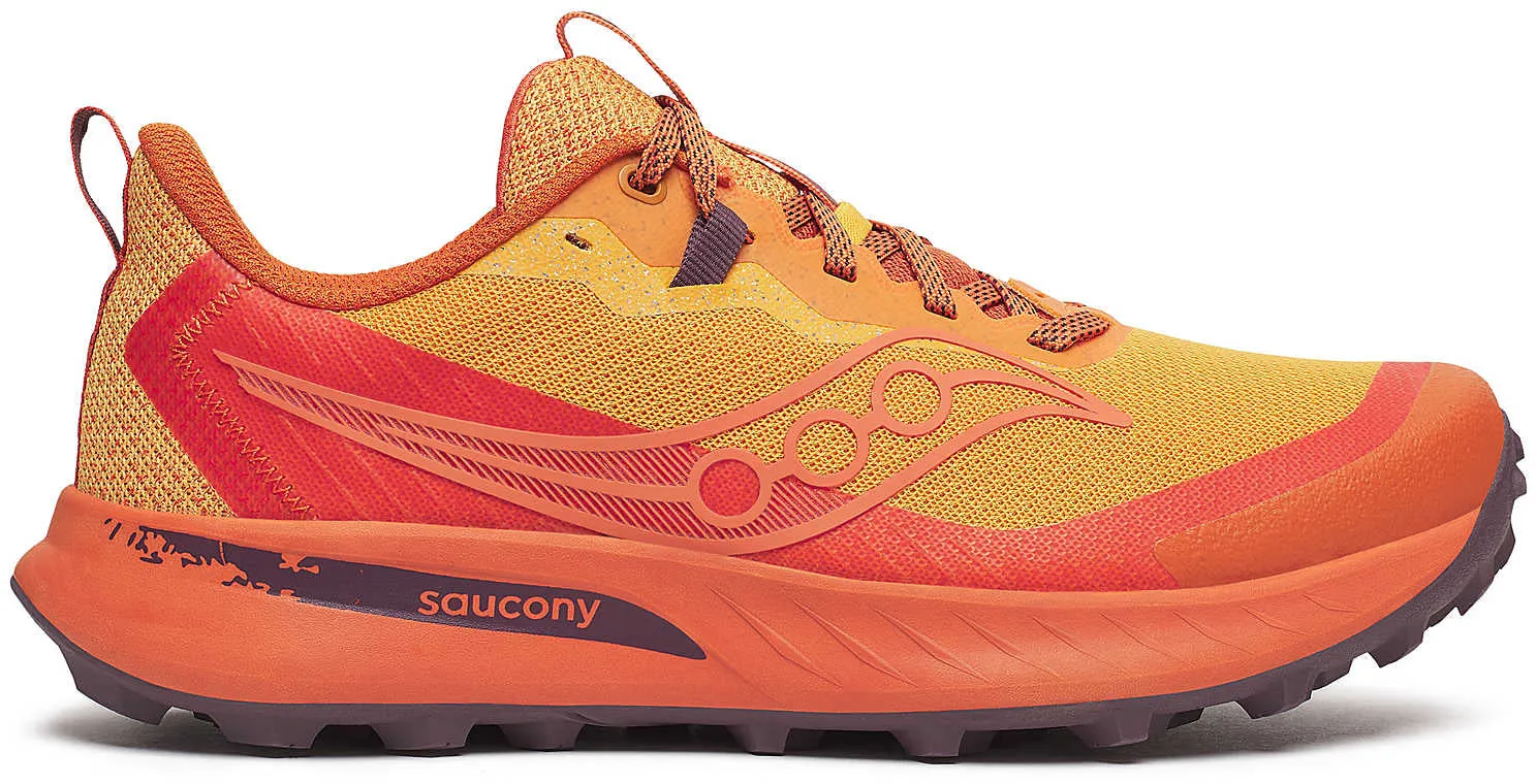 running gait analysis Biodegradable Saucony Peregrine 15 Mens Trail Running Shoes - Orange