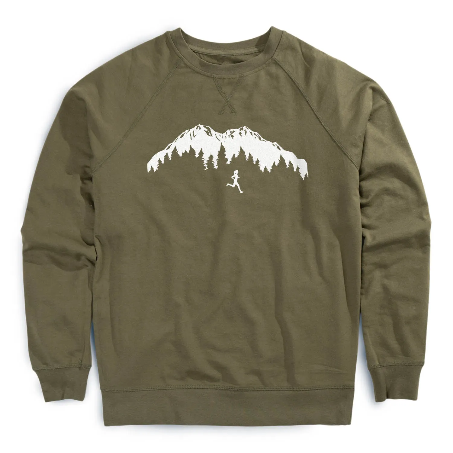 Breathable Material Running Raglan Crew Neck Pullover - Trail Runner in the Mountains