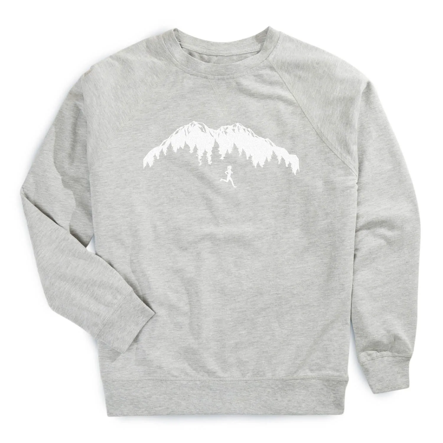 Downtown Cool Thick Glow Running Raglan Crew Neck Pullover - Trail Runner in the Mountains